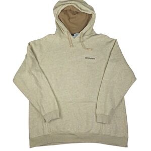 Columbia Mens XXL Oatmeal Heather Pullover Hoodie Raglan Sleeve Logo Sweatshirt